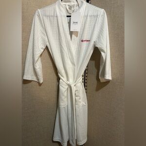 Pure Barre white waffle weave robe new.
